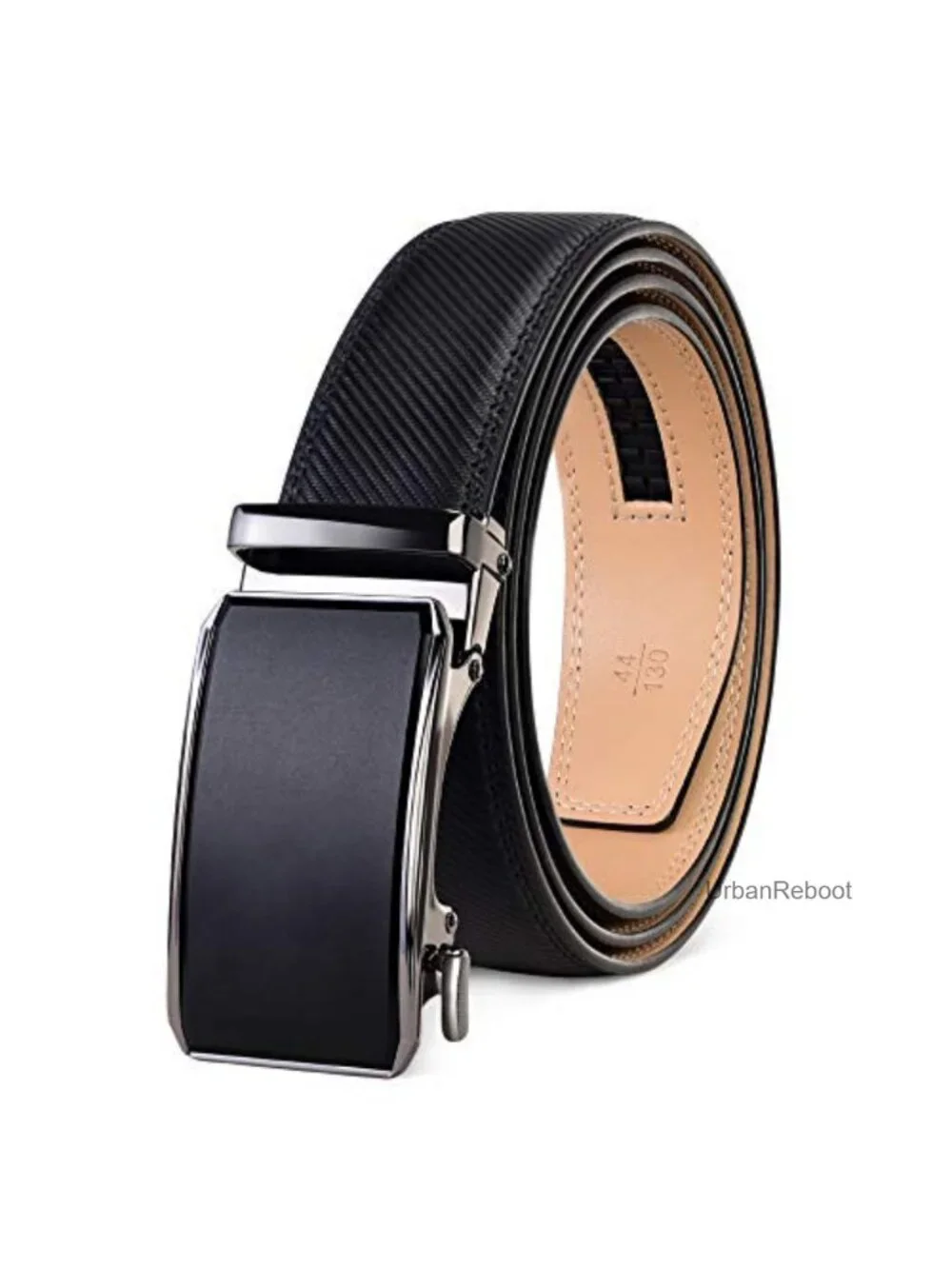 Men's Leather Ratchet Dress Belt Big and Tall with Automatic Buckle, Adjustable